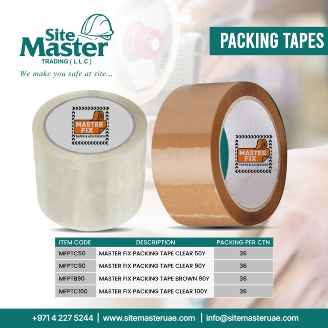 Seal with strength using SiteMaster Trading LLC’s Master Fix Packing Tapes! 📦✨ Available in Clear (50Y & 90Y), Brown (90Y), and Clear (100Y), these high-quality tapes are perfect for reliable packaging. Each carton contains 36 rolls—strong, durable, and made to last 💪🔗

#SiteMasterTrading #MasterFix #PackingTapes #ClearTape #BrownTape #DurablePackaging #IndustrialSupply #ReliableSolutions